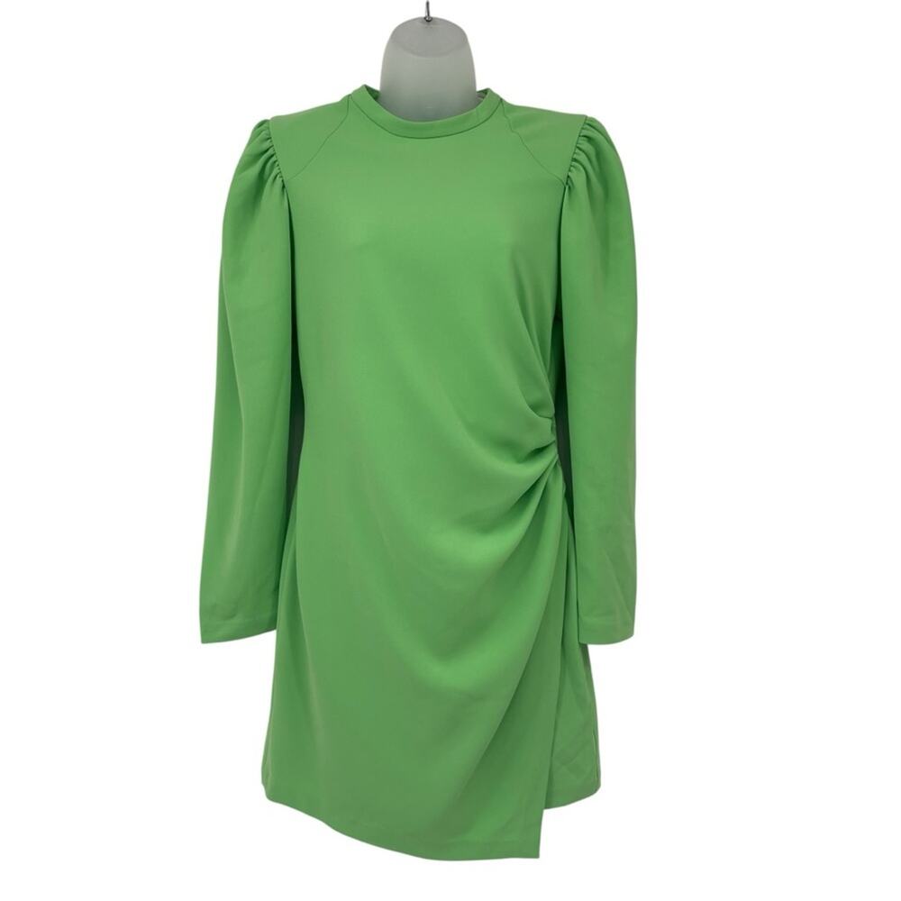 ALC Jane Bright Green Long Sleeve Ruched Mini Dress Structured Size 8 NWT - Picture 5 of 11